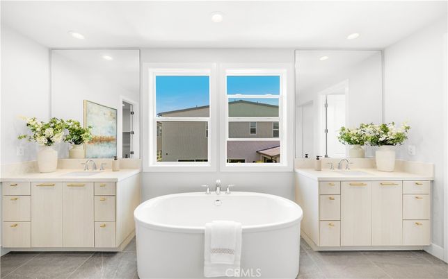 Bathroom, Dual Sink Vanities, Free Standing Baths, Interior, Recessed Lighting