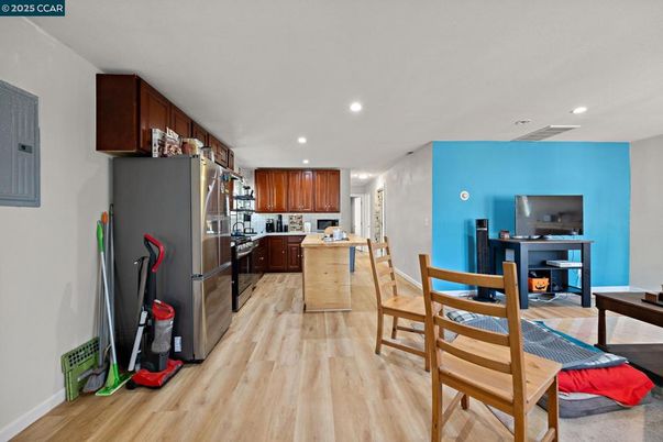 Interior, Kitchen, Recessed Lighting, Wood Texture Flooring
