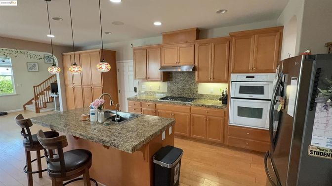 Interior, Kitchen, Pendant Lights, Recessed Lighting, Wood Texture Flooring
