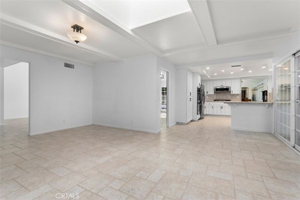 Empty room, Interior, Kitchen, Recessed Lighting, Stainless Steel Appliances
