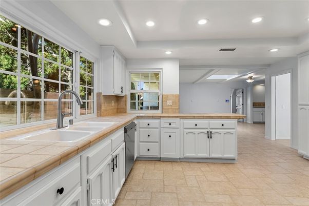 Interior, Kitchen, Recessed Lighting, Tile Countertops