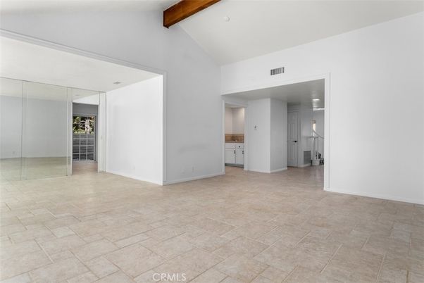 Empty room, Interior, Recessed Lighting, Wooden Beams