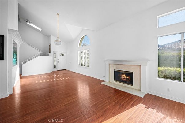 Fireplace, Interior, Pendant Lights, Wood Texture Flooring