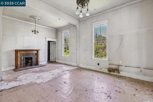 Empty room, Fireplace, Interior, Pendant Lights