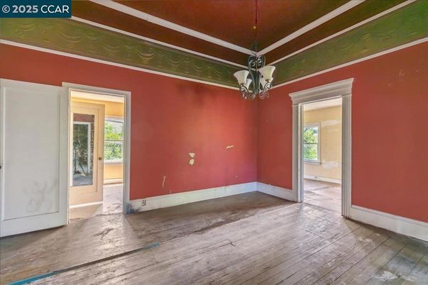 Chandelier, Empty room, Interior, Wood Texture Flooring