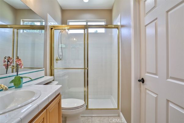 Bathroom, Glass Shower, Interior, Recessed Lighting, Tile Countertops