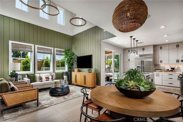 Dining room, Interior, Kitchen, Living room, Pendant Lights, Recessed Lighting, Stainless Steel Appliances, Wood Texture Flooring