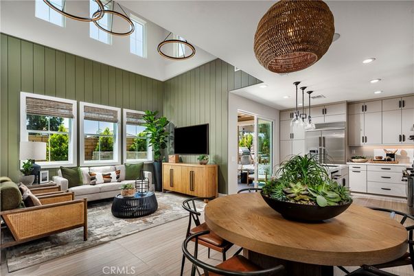 Dining room, Interior, Kitchen, Living room, Pendant Lights, Recessed Lighting, Stainless Steel Appliances, Wood Texture Flooring