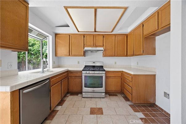 Interior, Kitchen, Stainless Steel Appliances, Tile Countertops