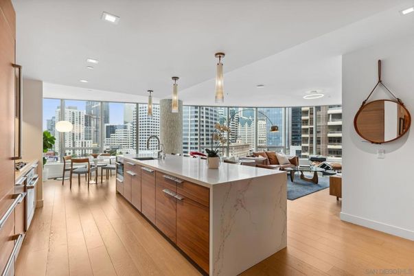 Dining room, Interior, Kitchen, Living room, Pendant Lights, Recessed Lighting, Wood Texture Flooring