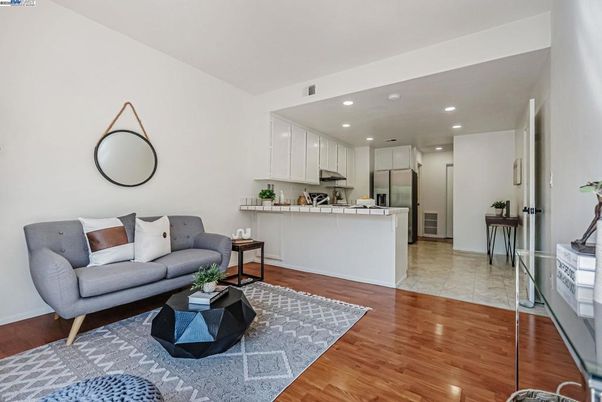Interior, Kitchen, Living room, Recessed Lighting, Wood Texture Flooring