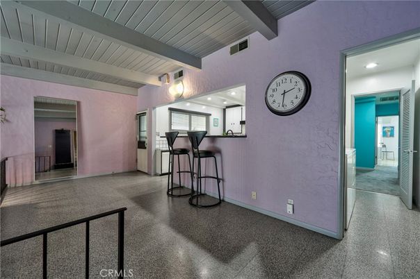Empty room, Interior, Kitchen, Recessed Lighting, Wooden Beams