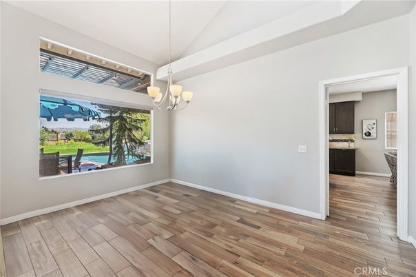 Empty room, Interior, Pendant Lights, Wood Texture Flooring