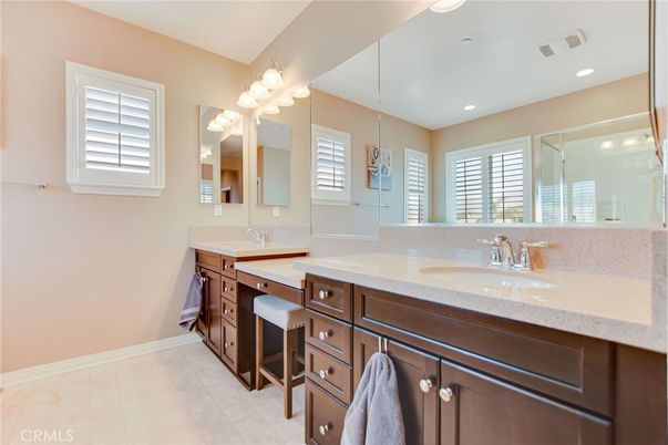 Bathroom, Dual Sink Vanities, Glass Shower, Interior, Recessed Lighting