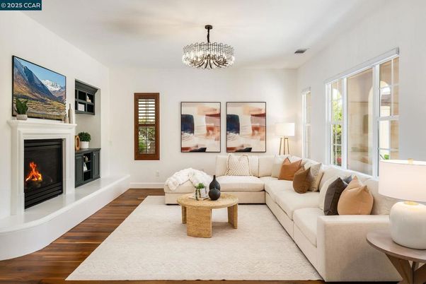 Chandelier, Fireplace, Interior, Living room, Wood Texture Flooring