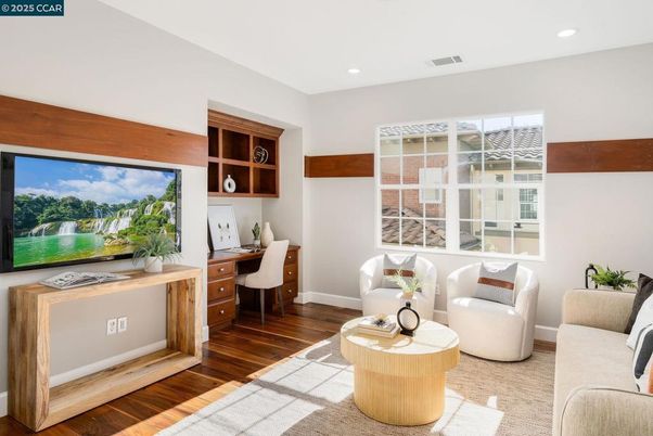 Home Office, Interior, Recessed Lighting, Wood Texture Flooring