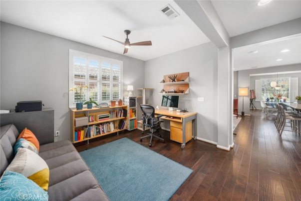 Home Office, Interior, Recessed Lighting, Wood Texture Flooring