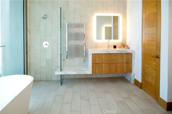 Bathroom, Dual Sink Vanities, Free Standing Baths, Glass Shower, Interior