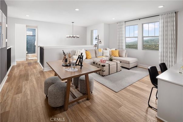 Chandelier, Dining room, Interior, Living room, Recessed Lighting, Wood Texture Flooring