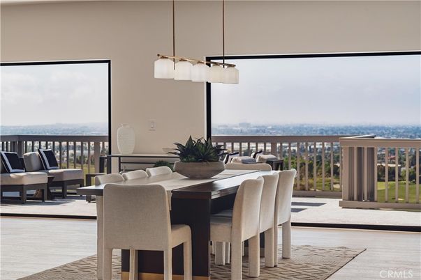 Dining room, Fireplace, Interior, Living room, Recessed Lighting, Wood Texture Flooring