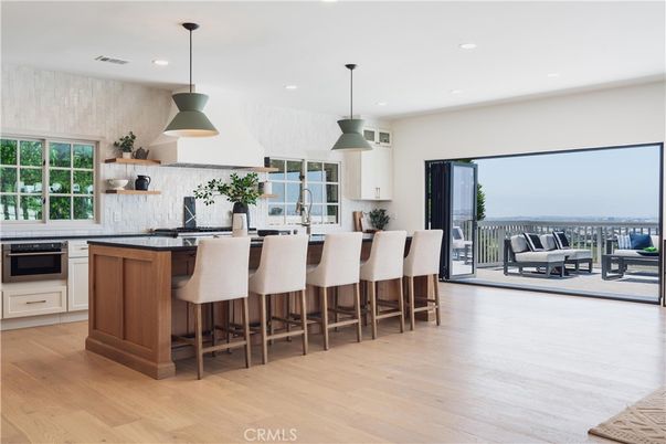 Dining room, Interior, Kitchen, Pendant Lights, Recessed Lighting, Wood Texture Flooring