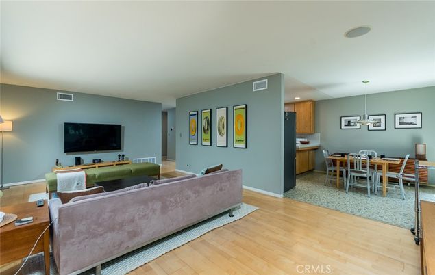 Dining room, Interior, Living room, Pendant Lights, Recessed Lighting, Wood Texture Flooring