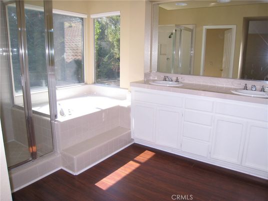 Bathroom, Dual Sink Vanities, Interior, Wood Texture Flooring