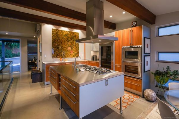Interior, Kitchen, Recessed Lighting, Stainless Steel Appliances, Wooden Beams