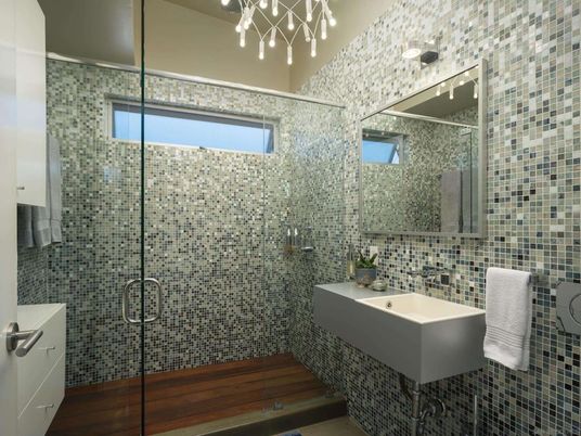 Bathroom, Glass Shower, Interior, Pendant Lights