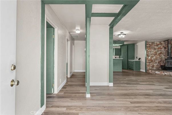 Interior, Stone Walls, Wood Texture Flooring