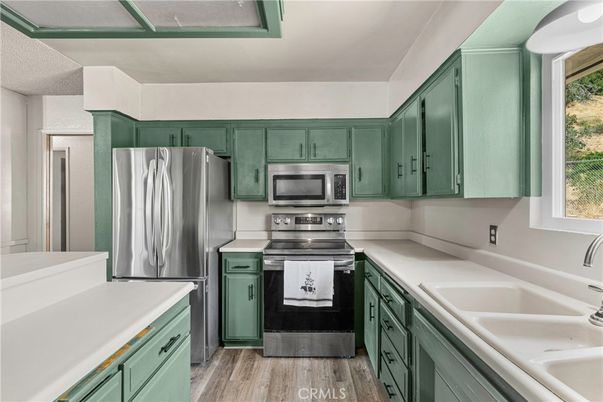 Interior, Kitchen, Stainless Steel Appliances, Wood Texture Flooring