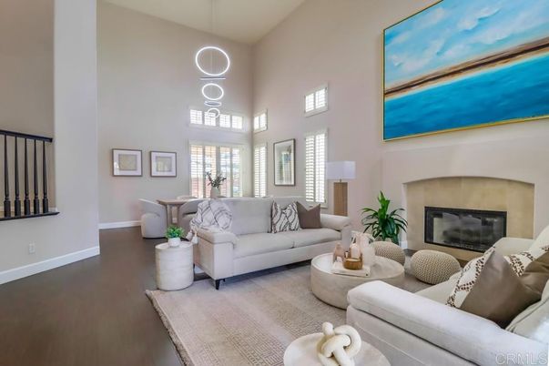 Fireplace, Interior, Living room, Pendant Lights, Wood Texture Flooring