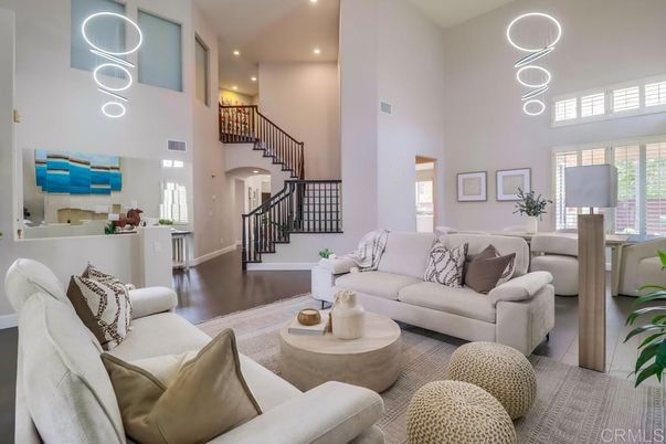 Interior, Living room, Pendant Lights, Recessed Lighting, Wood Texture Flooring