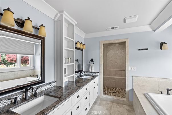 Bathroom, Dual Sink Vanities, Glass Shower, Interior