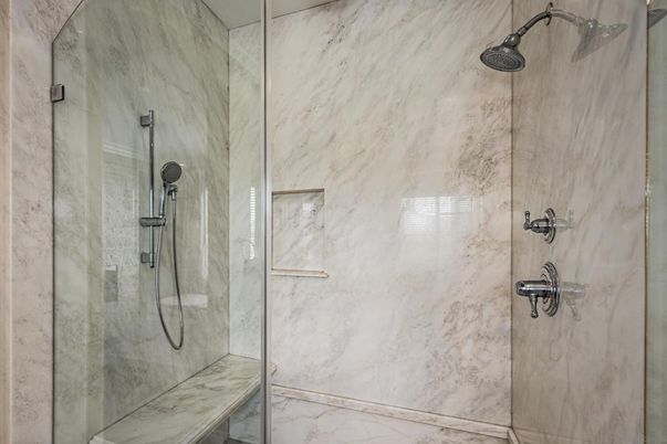 Bathroom, Glass Shower, Interior, Marble Walls