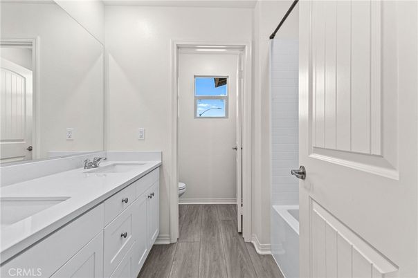 Bathroom, Dual Sink Vanities, Interior, Wood Texture Flooring