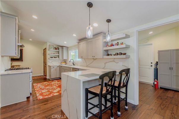 Interior, Kitchen, Pendant Lights, Recessed Lighting, Wood Texture Flooring