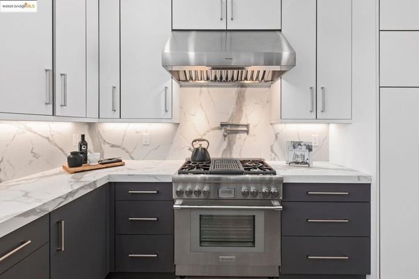 Interior, Kitchen, Marble Walls, Stainless Steel Appliances