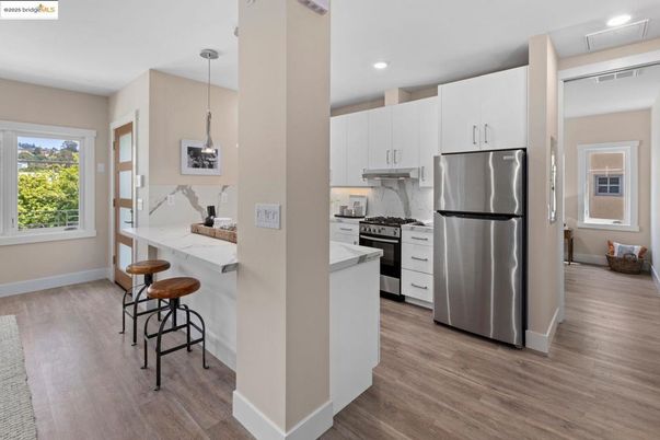 Interior, Kitchen, Pendant Lights, Recessed Lighting, Wood Texture Flooring