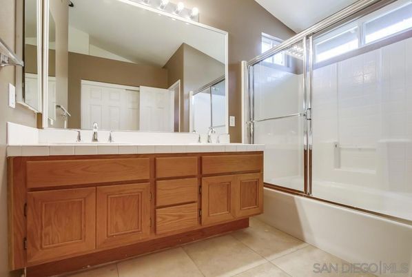 Bathroom, Dual Sink Vanities, Glass Shower, Interior, Tile Countertops