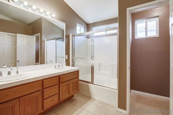 Bathroom, Dual Sink Vanities, Glass Shower, Interior, Tile Countertops