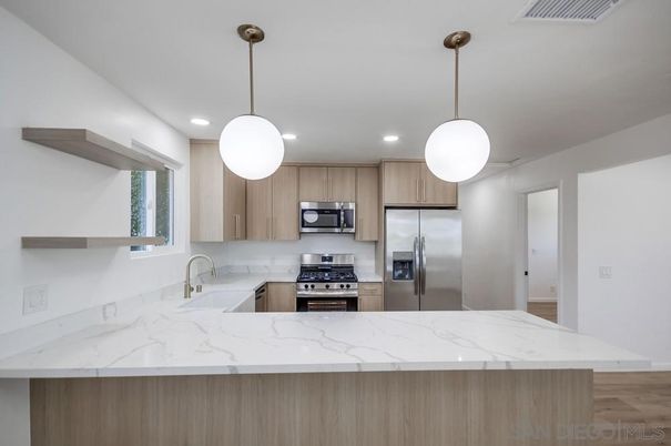 Interior, Kitchen, Pendant Lights, Recessed Lighting, Stainless Steel Appliances