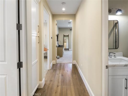 Bathroom, Interior, Recessed Lighting, Wood Texture Flooring