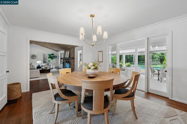 Chandelier, Dining room, Fireplace, Interior, Living room, Piano, Wood Texture Flooring