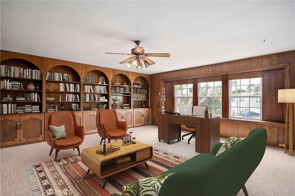 Home Office, Interior, Wooden Walls