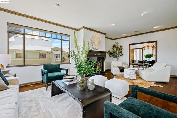 Dining room, Fireplace, Interior, Living room, Recessed Lighting, Wood Texture Flooring