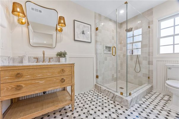 Bathroom, Glass Shower, Interior, Recessed Lighting