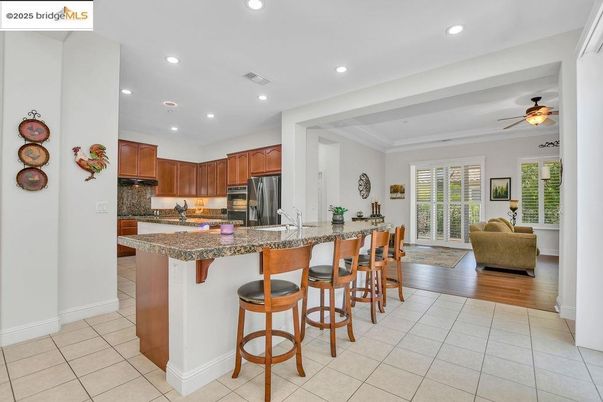 Interior, Kitchen, Living room, Recessed Lighting, Stainless Steel Appliances, Wood Texture Flooring