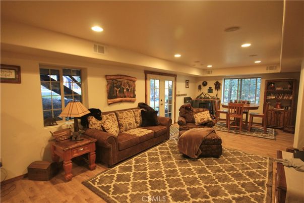 Home Office, Interior, Living room, Recessed Lighting, Wood Texture Flooring