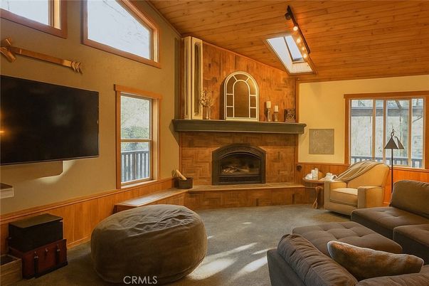 Fireplace, Interior, Living room, Wooden Ceilings, Wooden Walls